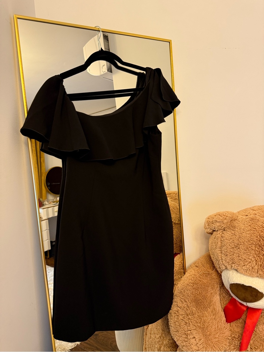 Marciano Black One-Shoulder Ruffle Dress